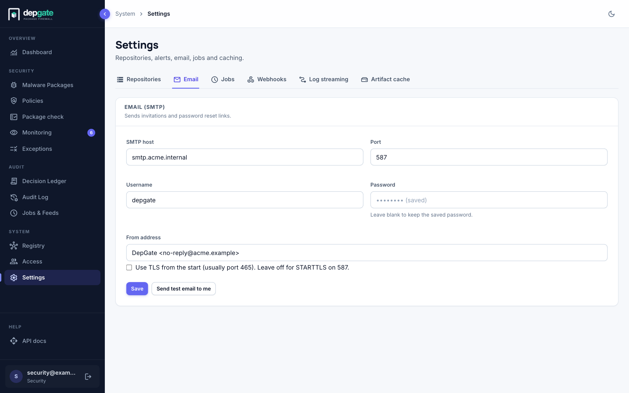 Email settings